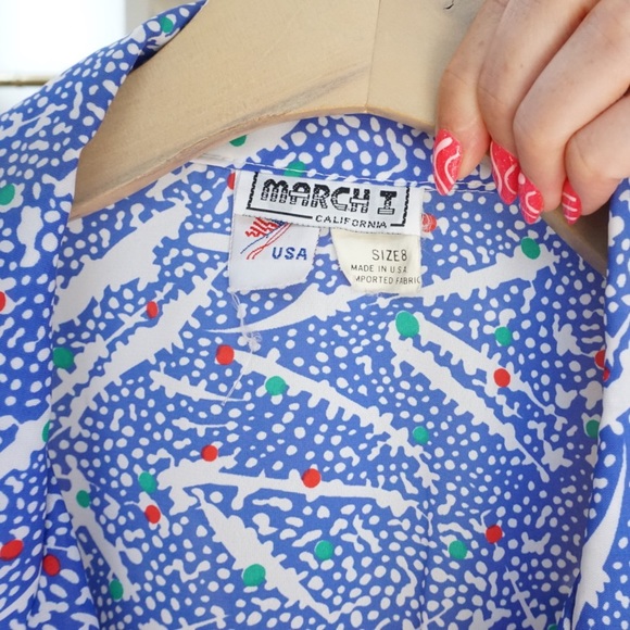 Vintage fun patterned three-quarter sleeve mini dress with collar - Picture 5 of 5